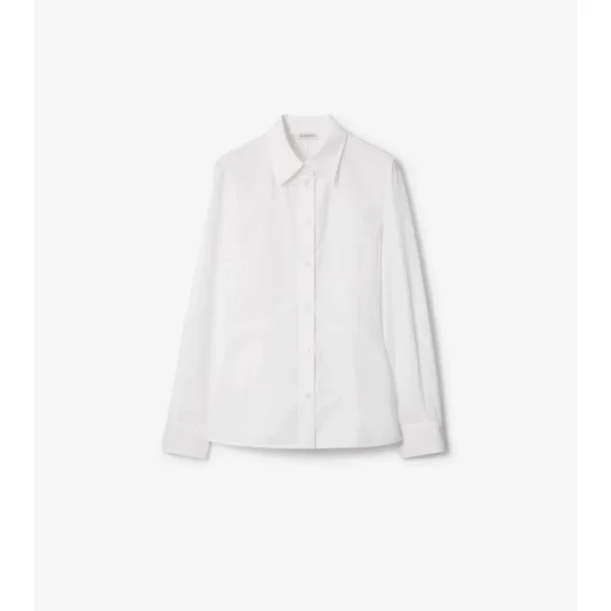 Camisa de popelín de algodón de corte entallado