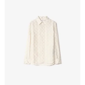 Camisa de seda con estampado de tablero de ajedrez y corte regular EKD