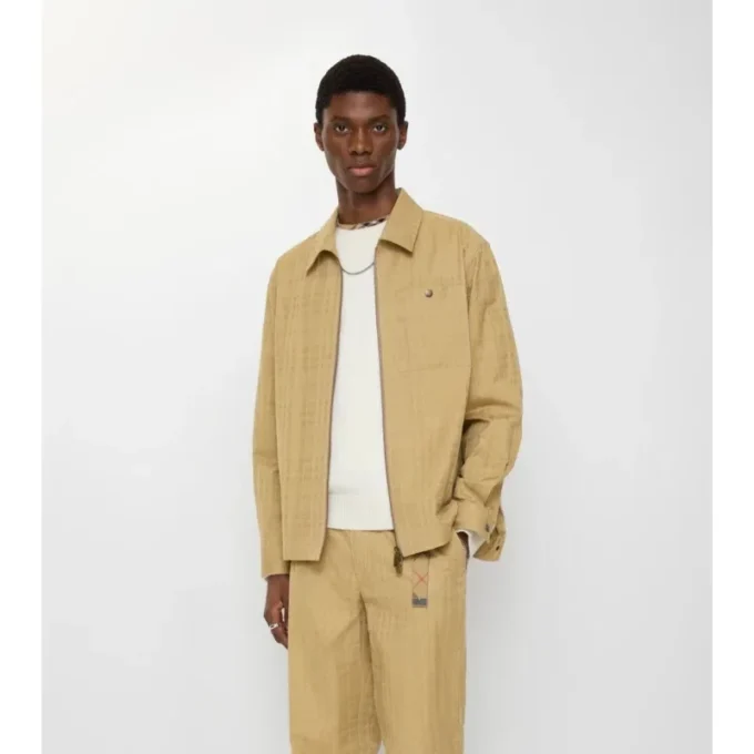 Camisa oversize de algodón a cuadros con cremallera