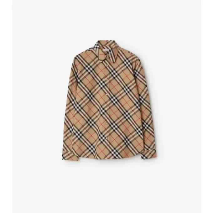 Camisas de popelín de algodón a cuadros de corte holgado