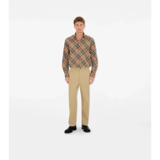 Camisas de popelín de algodón a cuadros de corte holgado