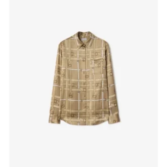 Camisas de viscosa con estampado de cuadros y cinturón, corte regular