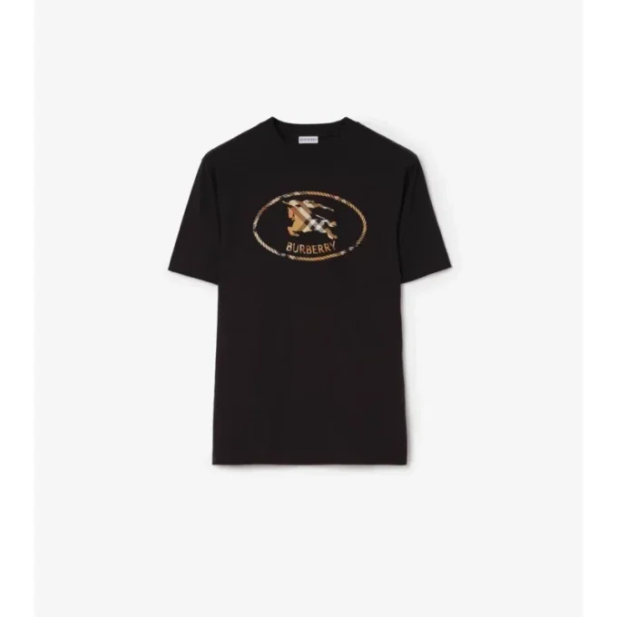 Camiseta de algodón con estampado de caballero a cuadros
