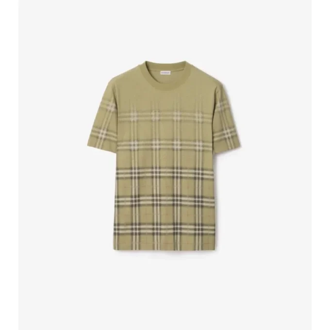 Camiseta de algodón con estampado de cuadros degradado