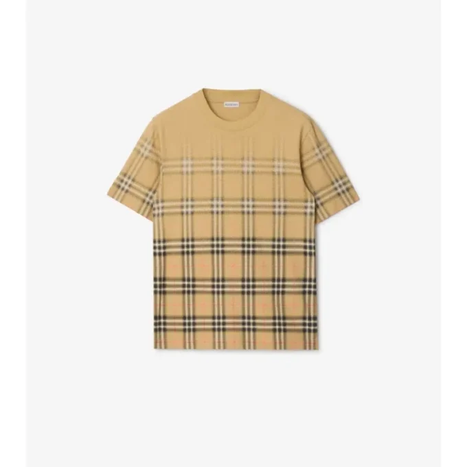 Camiseta de algodón con estampado de cuadros degradado