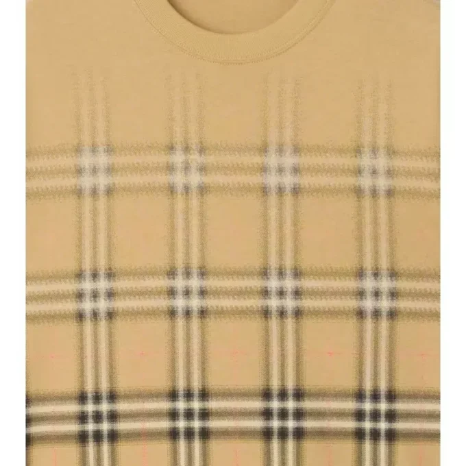 Camiseta de algodón con estampado de cuadros degradado