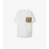 Camiseta de algodón con estampado de cuadros y bolsillo