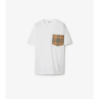 Camiseta de algodón con estampado de cuadros y bolsillo