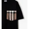 Camiseta de algodón con estampado de cuadros y bolsillo