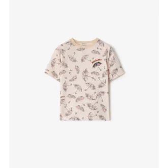 Camiseta de algodón con estampado de paraguas