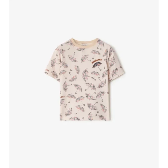 Camiseta de algodón con estampado de paraguas