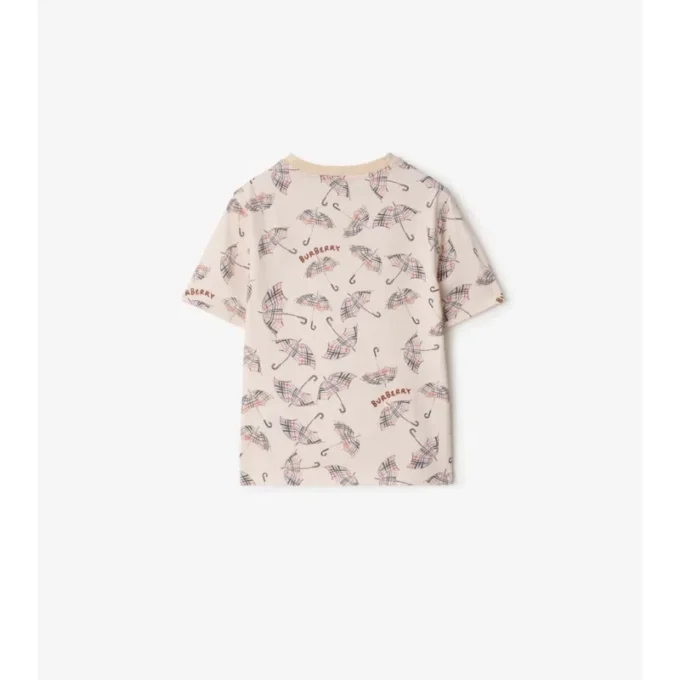 Camiseta de algodón con estampado de paraguas