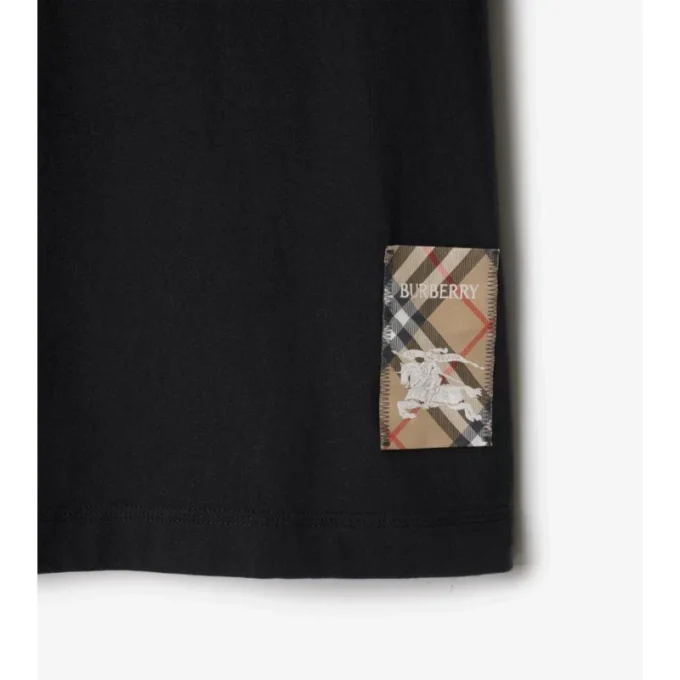 Camiseta de algodón con etiqueta de cuadros