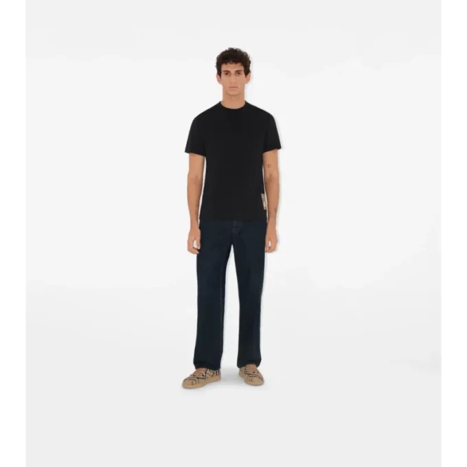 Camiseta de algodón con etiqueta de cuadros