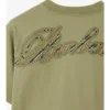 Camiseta de algodón con logotipo cursivo y estampado de cuadros