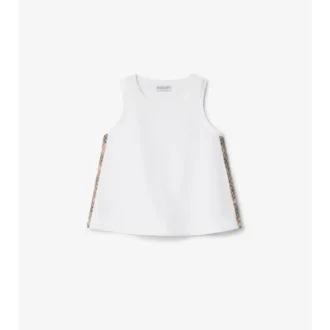 Camiseta de algodón con ribete a cuadros