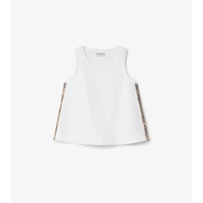 Camiseta de algodón con ribete a cuadros