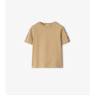 Camiseta de algodón con ribetes a cuadros