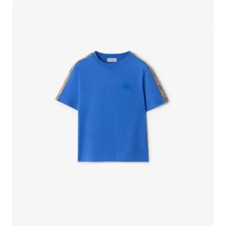 Camiseta de algodón con ribetes a cuadros