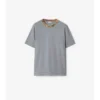 Camiseta de algodón con ribetes a cuadros