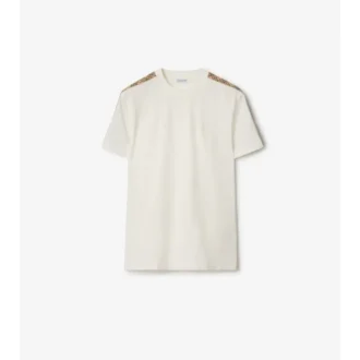 Camiseta de algodón con ribetes a cuadros
