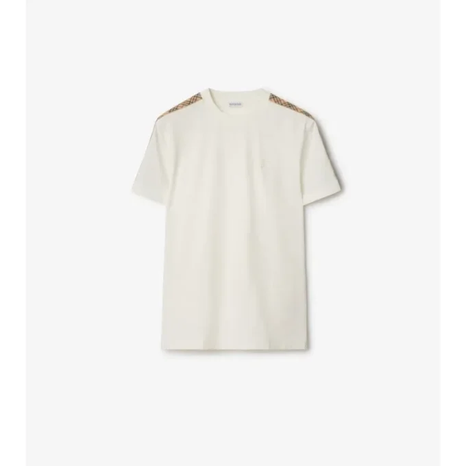 Camiseta de algodón con ribetes a cuadros