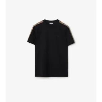 Camiseta de algodón con ribetes a cuadros