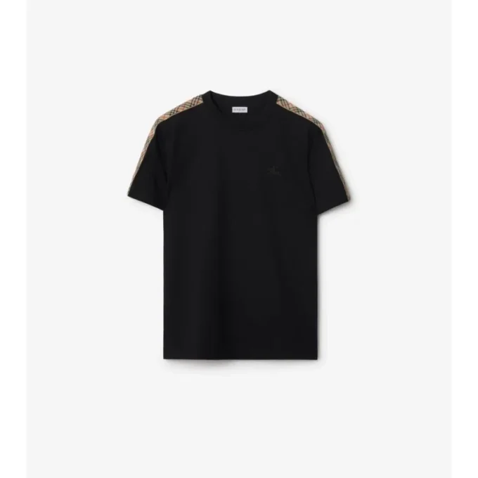 Camiseta de algodón con ribetes a cuadros
