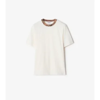 Camiseta de algodón con ribetes a cuadros