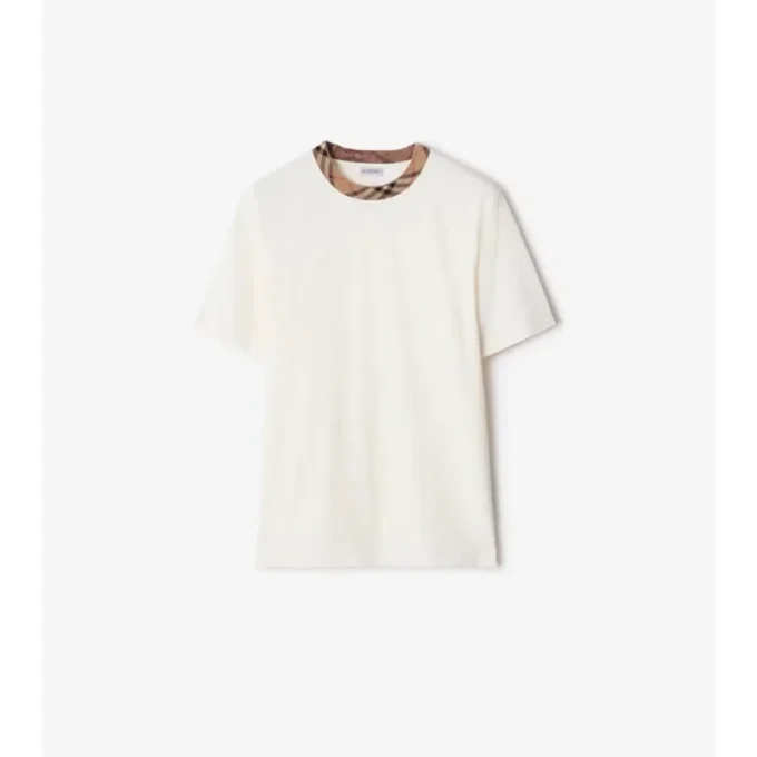 Camiseta de algodón con ribetes a cuadros