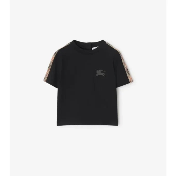 Camiseta de algodón con ribetes a cuadros