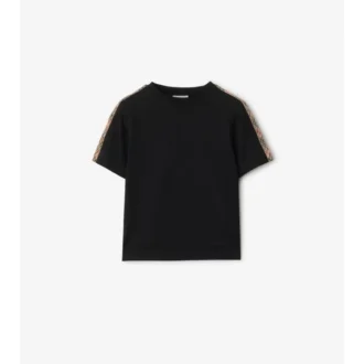 Camiseta de algodón con ribetes a cuadros