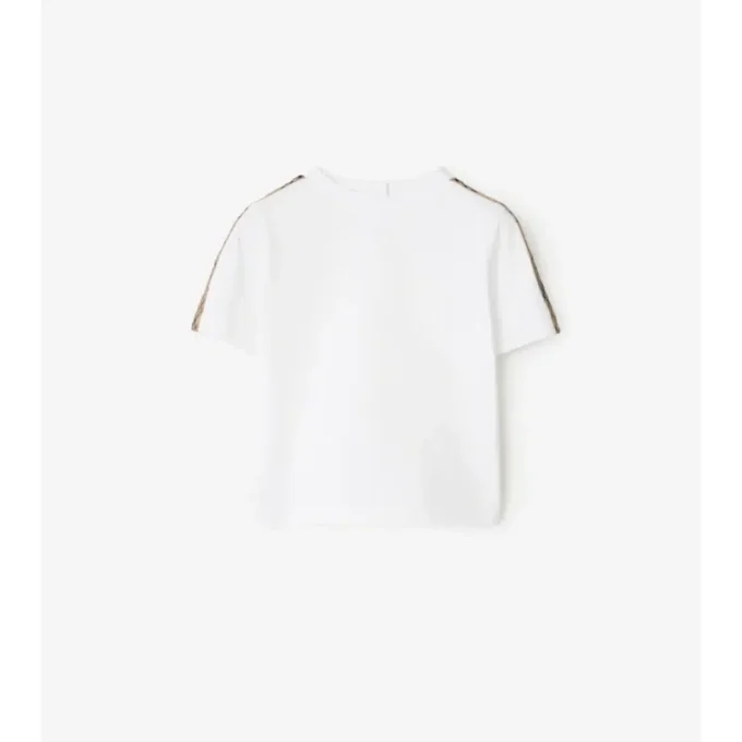 Camiseta de algodón con ribetes a cuadros