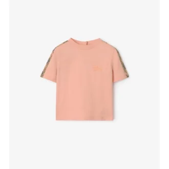 Camiseta de algodón con ribetes a cuadros