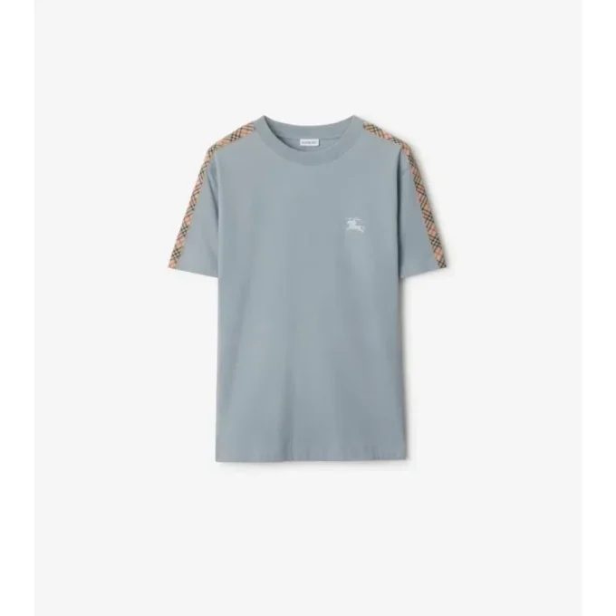 Camiseta de algodón con ribetes a cuadros