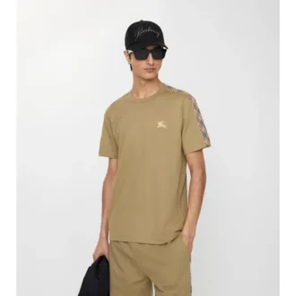 Camiseta de algodón con ribetes a cuadros