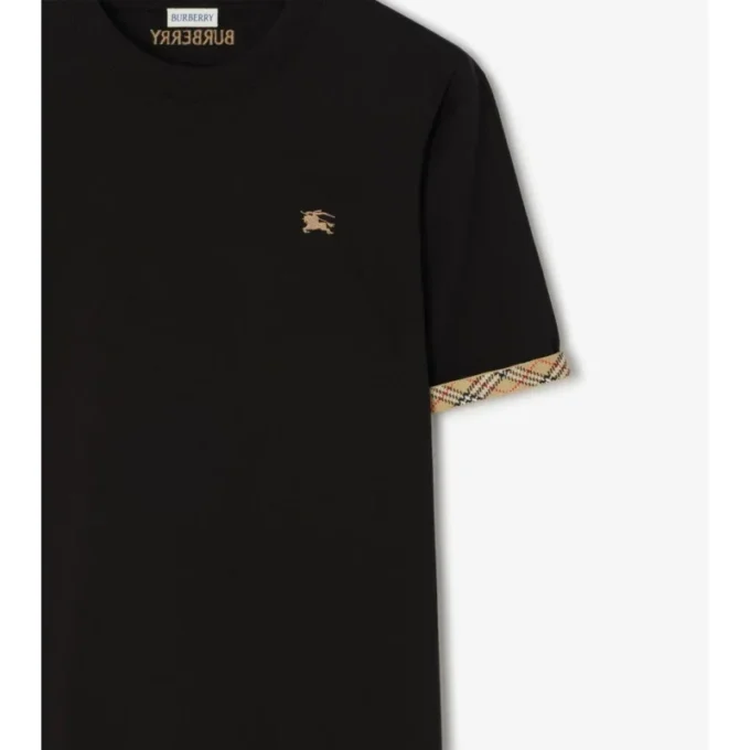 Camiseta de algodón con ribetes a cuadros