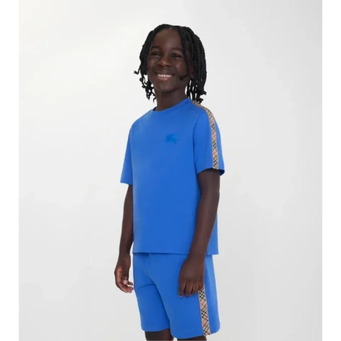 Camiseta de algodón con ribetes a cuadros