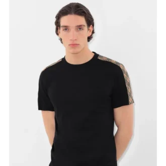 Camiseta de algodón con ribetes a cuadros