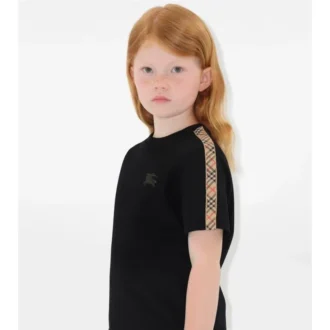 Camiseta de algodón con ribetes a cuadros