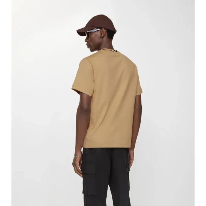 Camiseta de algodón con ribetes a cuadros