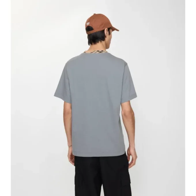 Camiseta de algodón con ribetes a cuadros
