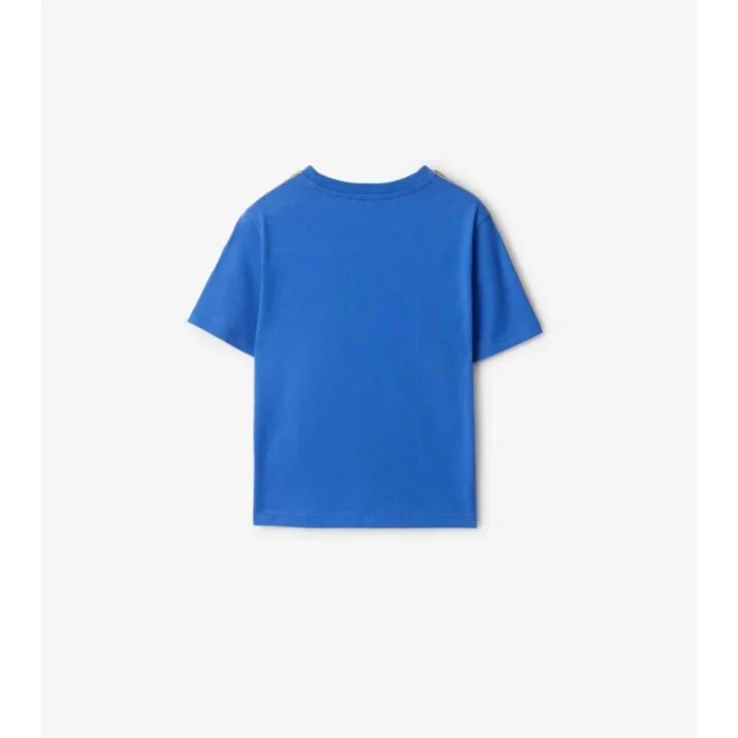 Camiseta de algodón con ribetes a cuadros