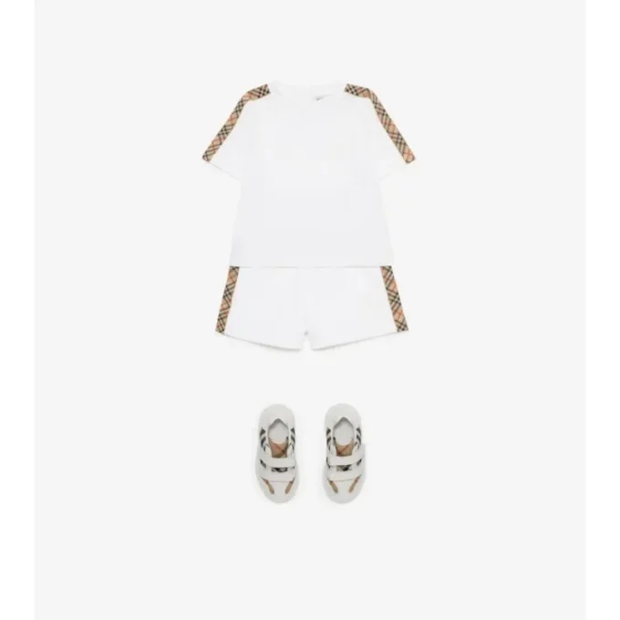 Camiseta de algodón con ribetes a cuadros