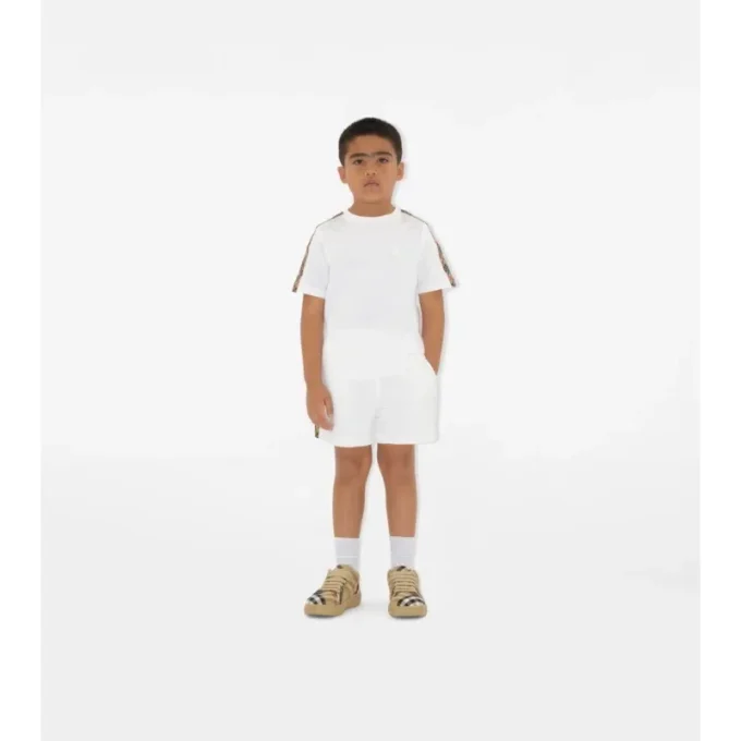 Camiseta de algodón con ribetes a cuadros
