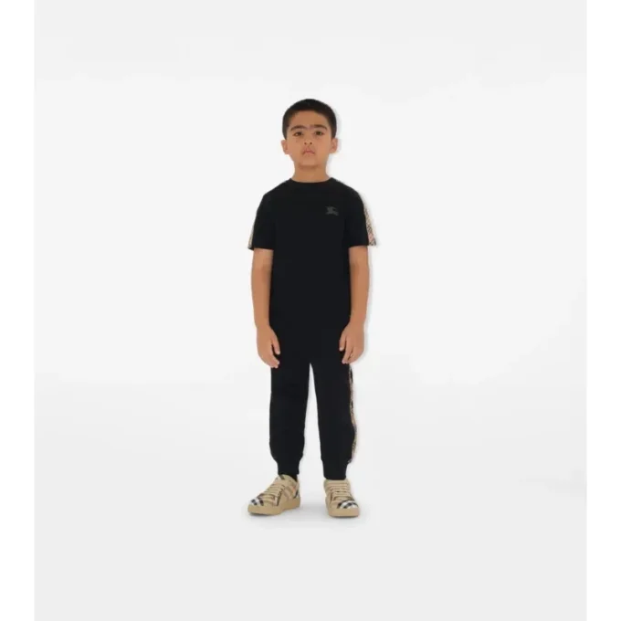 Camiseta de algodón con ribetes a cuadros
