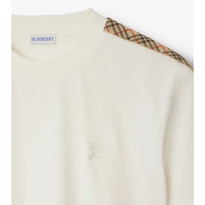 Camiseta de algodón con ribetes a cuadros