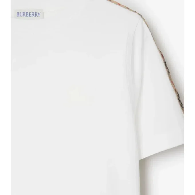 Camiseta de algodón con ribetes a cuadros