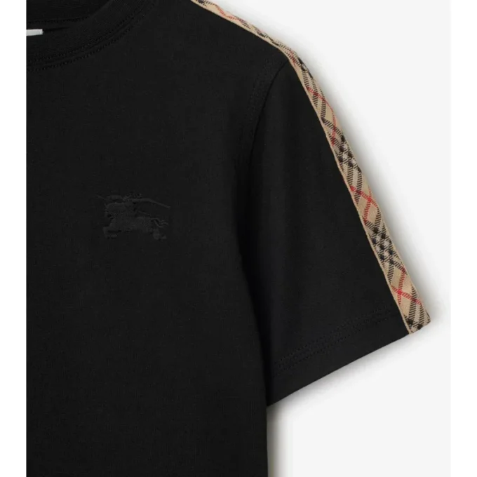 Camiseta de algodón con ribetes a cuadros