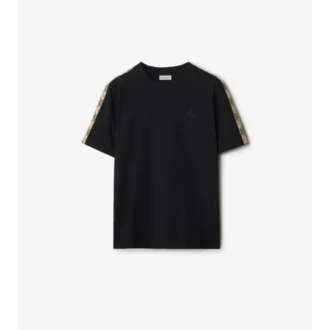 Camiseta de algodón con ribetes de cuadros